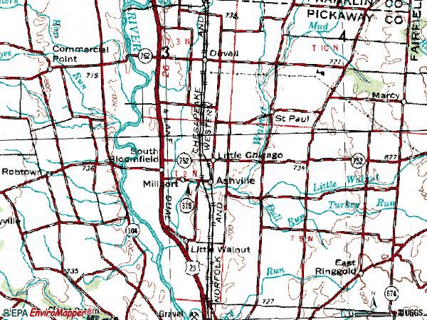 Zip code 43103 topographic map