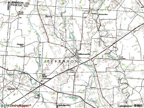 Zip code 43128 topographic map