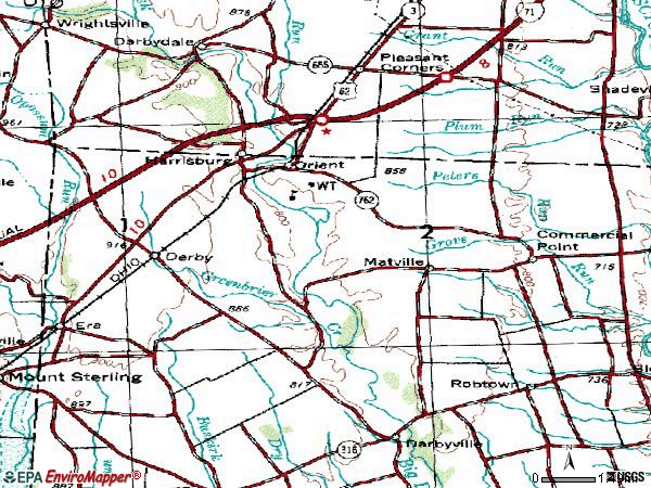 Zip code 43146 topographic map