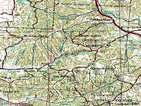 Zip code 43149 topographic map