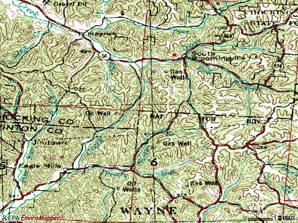 Zip code 43152 topographic map