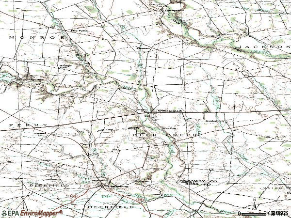 Zip code 43164 topographic map