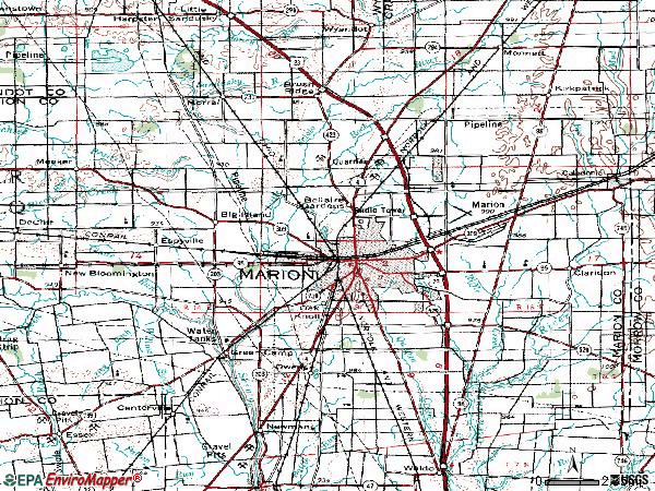 Zip code 43302 topographic map
