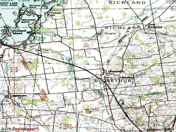 Zip code 43324 topographic map