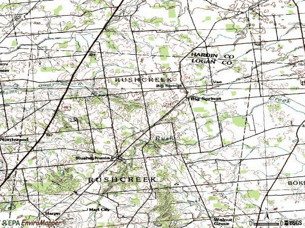 Zip code 43347 topographic map