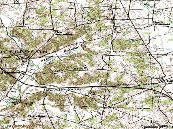 Zip code 43360 topographic map