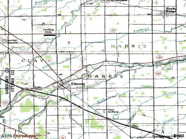 Zip code 43416 topographic map