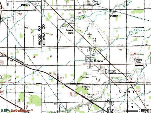 Zip code 43430 topographic map