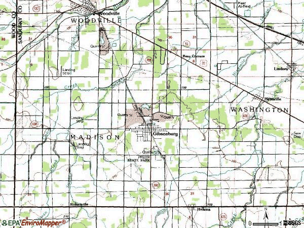 Zip code 43431 topographic map