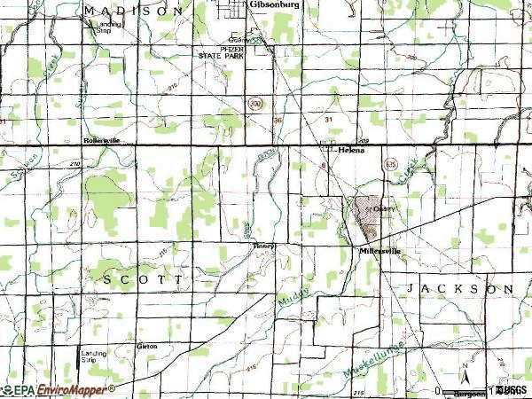 Zip code 43435 topographic map