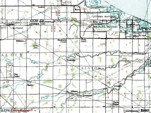 Zip code 43445 topographic map