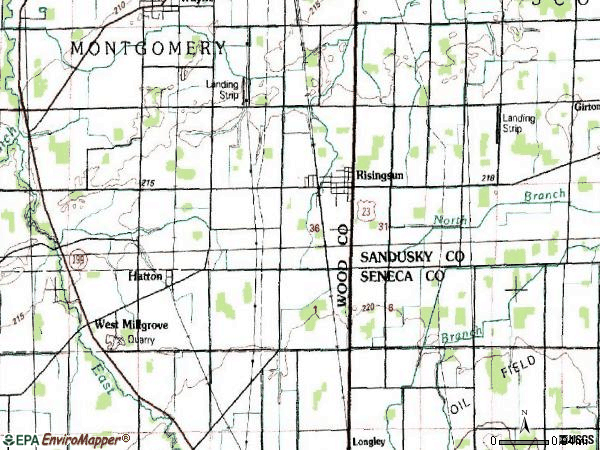 Zip code 43457 topographic map