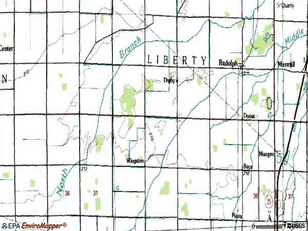 Zip code 43462 topographic map