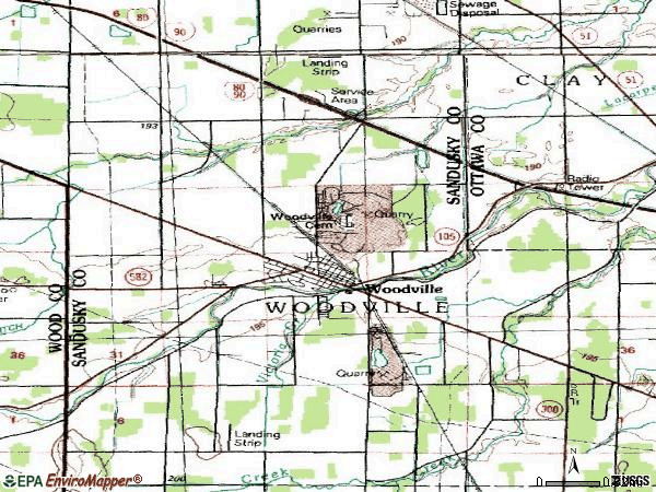 Zip code 43469 topographic map