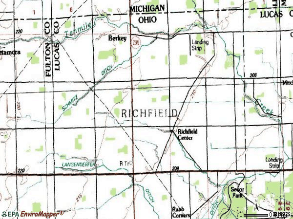 Zip code 43504 topographic map