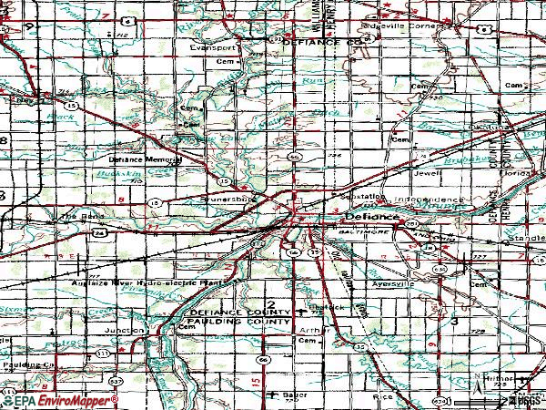 Zip code 43512 topographic map