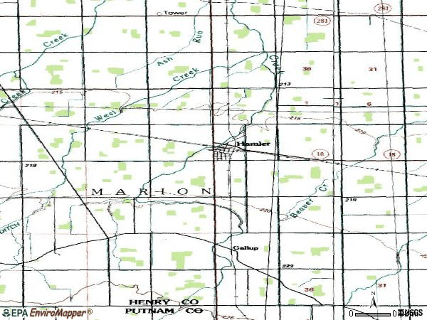 Zip code 43524 topographic map