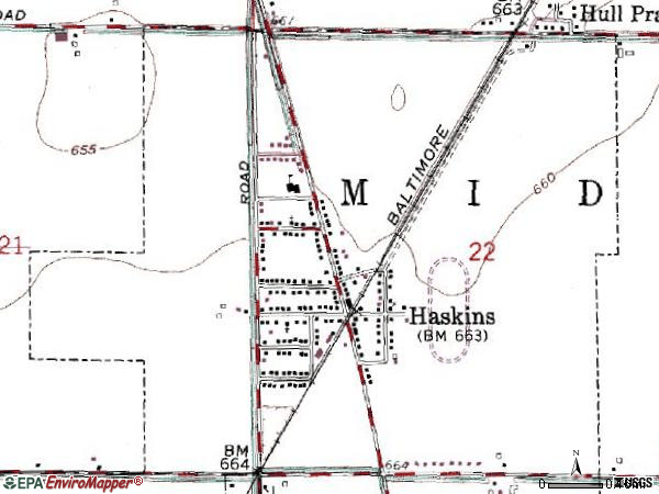 Zip code 43525 topographic map