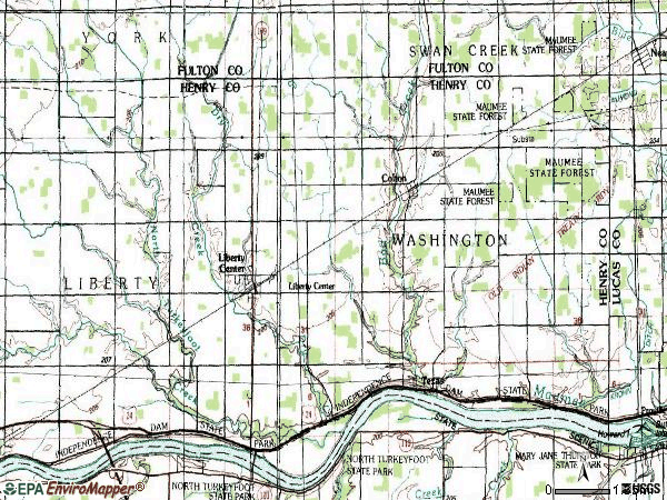 Zip code 43532 topographic map