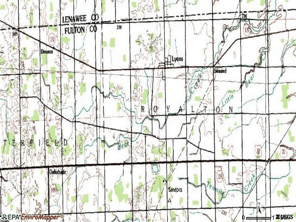 Zip code 43533 topographic map