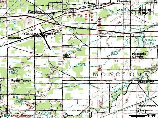 Zip code 43542 topographic map