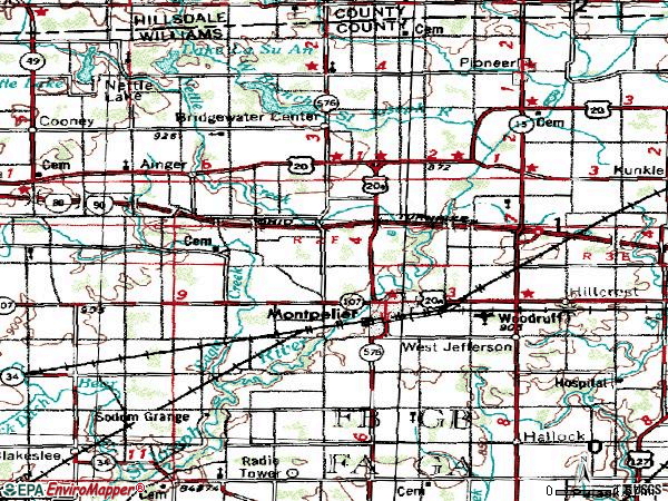 Zip code 43543 topographic map