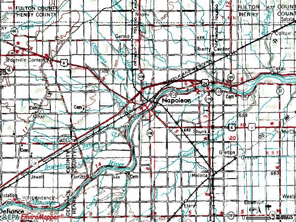 Zip code 43545 topographic map