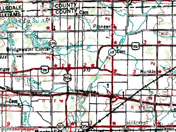 Zip code 43554 topographic map