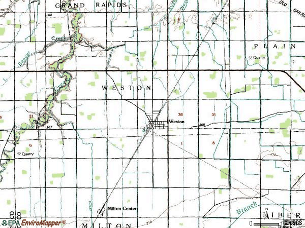Zip code 43569 topographic map
