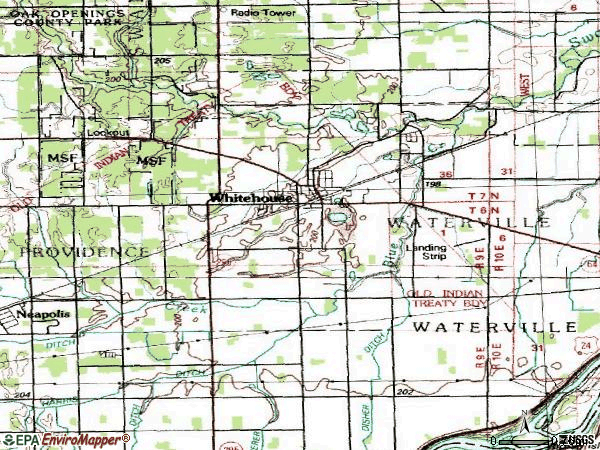 Zip code 43571 topographic map