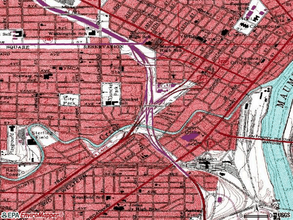 Zip code 43602 topographic map