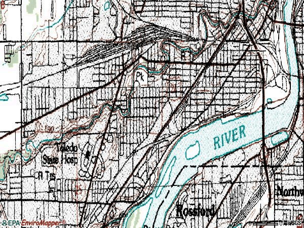 Zip code 43609 topographic map
