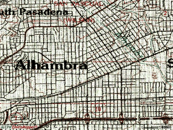Zip code 91801 topographic map