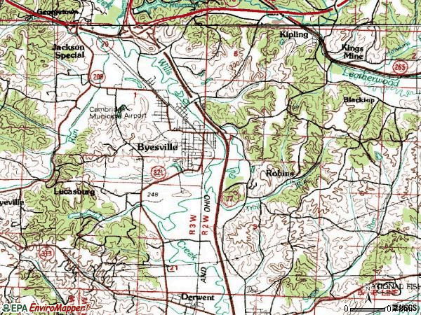Zip code 43723 topographic map