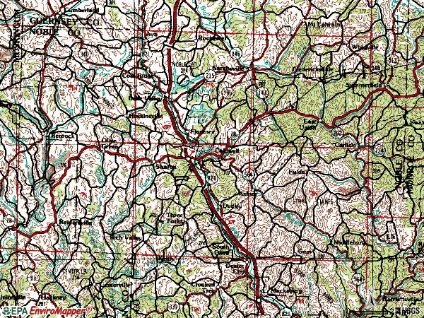 Zip code 43724 topographic map