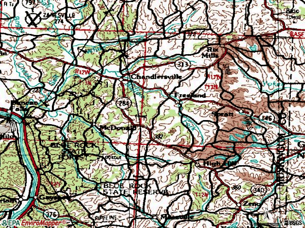 Zip code 43727 topographic map