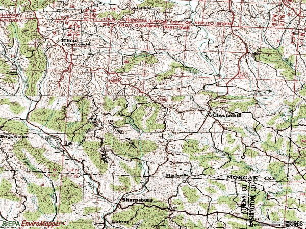 Zip code 43728 topographic map