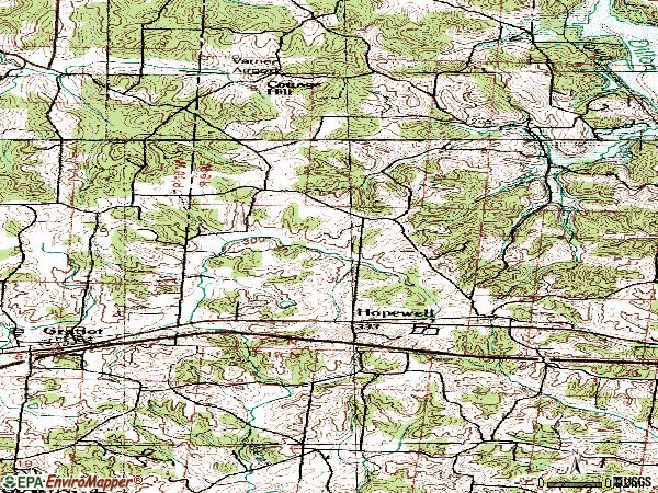 Zip code 43746 topographic map