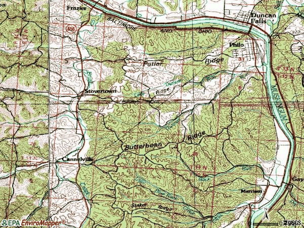 Zip code 43771 topographic map