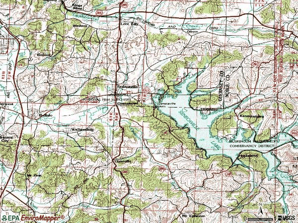Zip code 43780 topographic map