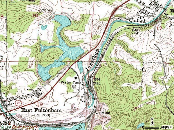 Zip code 43791 topographic map