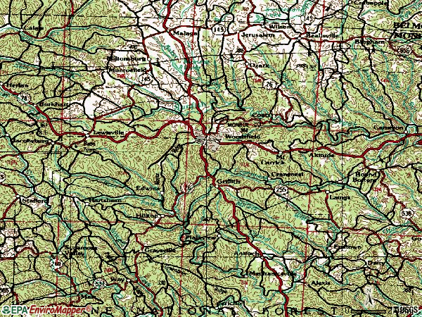 Zip code 43793 topographic map
