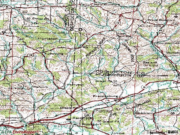 Zip code 43822 topographic map