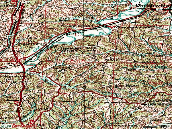 Zip code 43837 topographic map