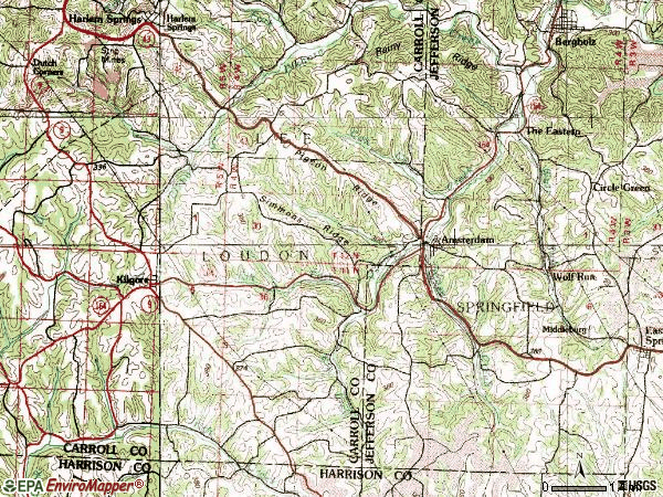 Zip code 43903 topographic map