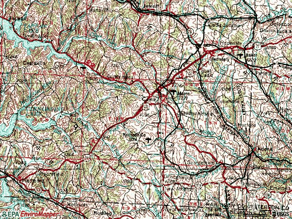 Zip code 43907 topographic map