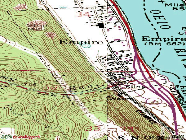 Zip code 43926 topographic map