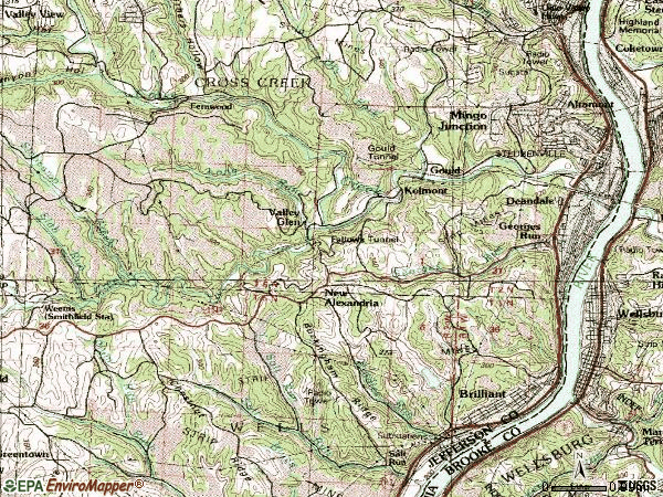 Zip code 43938 topographic map