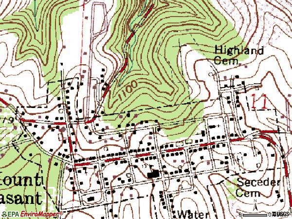 Zip code 43939 topographic map