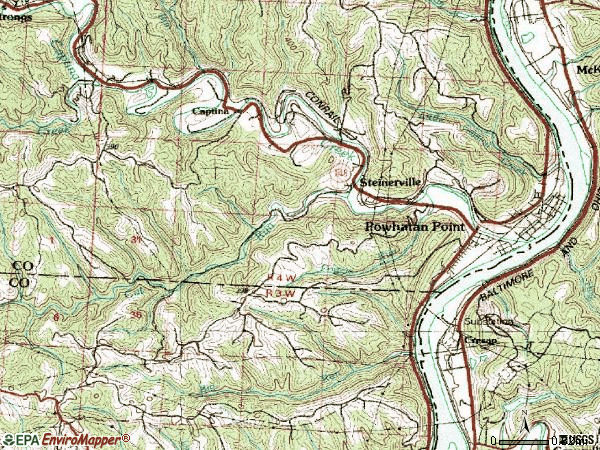 Zip code 43942 topographic map